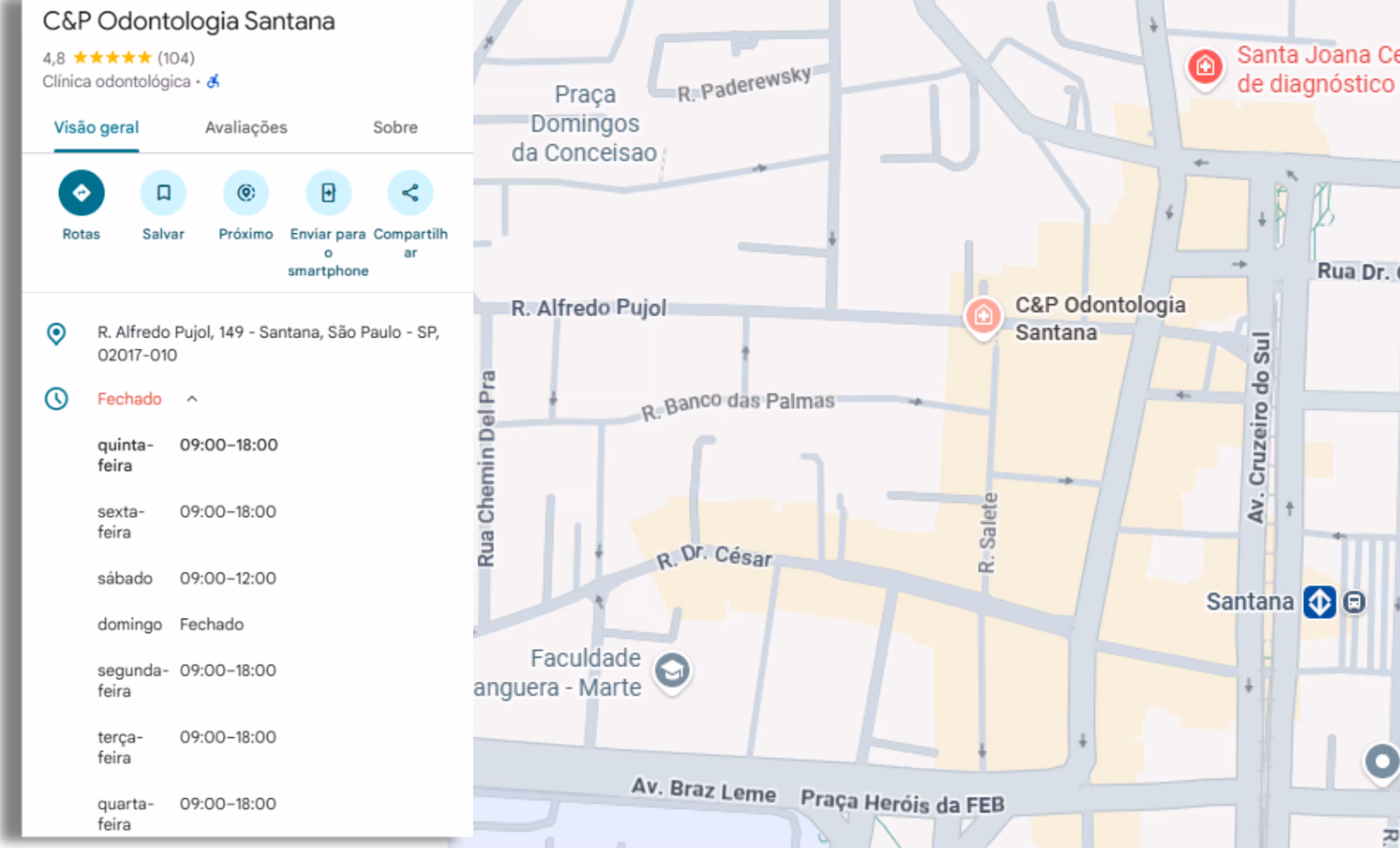 Mapa da C&P Odontologia em Santana